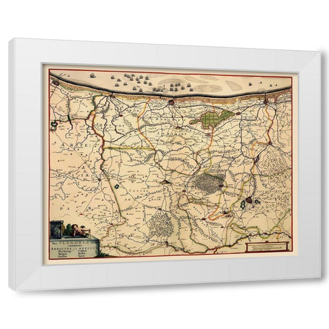Benelux Flanders Region Belgium - Visscher 1680 White Modern Wood Framed Art Print by Visscher