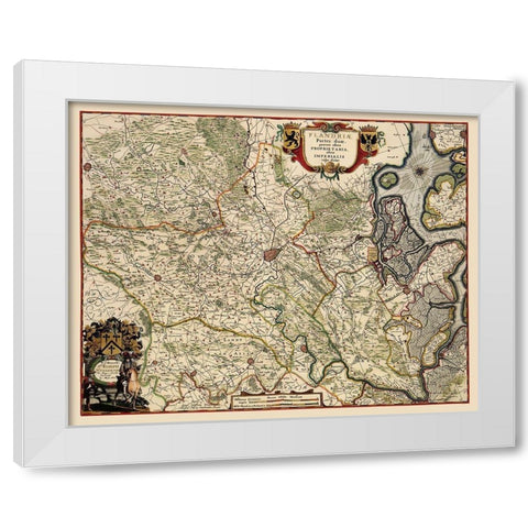 Benelux Flanders Belgium - Janssonius 1682 White Modern Wood Framed Art Print by Janssonius
