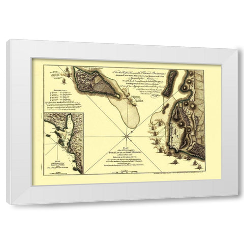 Caribbean Attack Plan Fort Louis Fort George White Modern Wood Framed Art Print by Jefferys