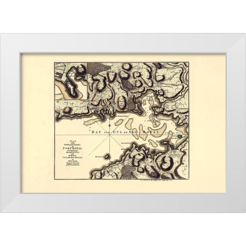 Caribbean Ft Royal with Bay of CulDeSac Martinique White Modern Wood Framed Art Print by Jefferys