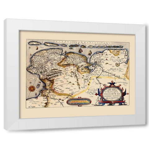 Friesland Area Netherlands - Ortelius 1574 White Modern Wood Framed Art Print by Ortelius