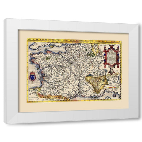 Gaul France - Ortelius 1579 White Modern Wood Framed Art Print by Ortelius