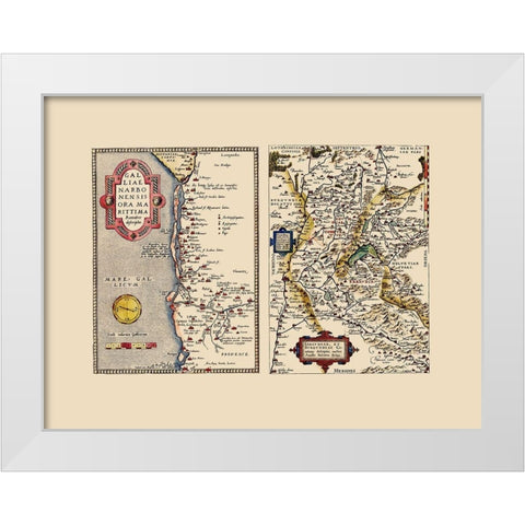 Europe France Switzerland Italy - Ortelius 1574 White Modern Wood Framed Art Print by Ortelius