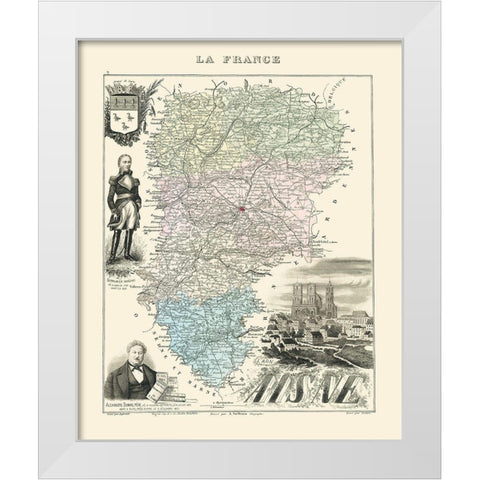 Aisne Region France - Migeon 1869 White Modern Wood Framed Art Print by Migeon