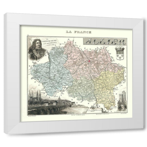 Allier Region France - Migeon 1869 White Modern Wood Framed Art Print by Migeon