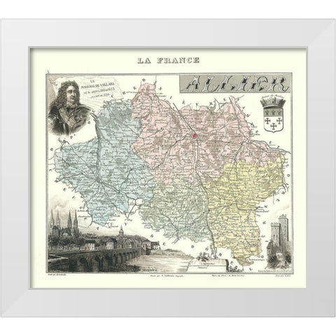 Allier Region France - Migeon 1869 White Modern Wood Framed Art Print by Migeon
