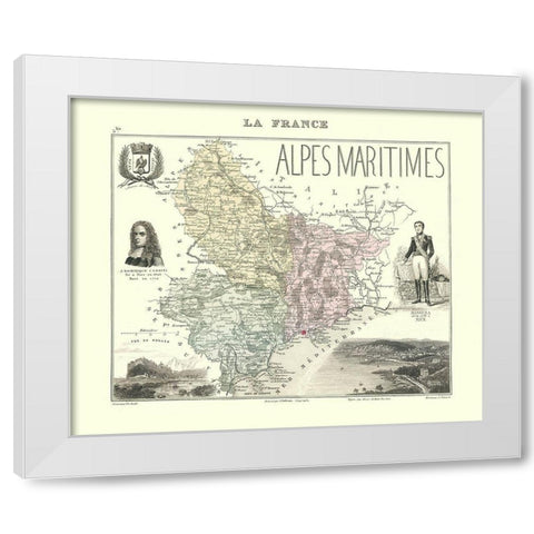Alpes Maritimes Region France - Migeon 1869 White Modern Wood Framed Art Print by Migeon