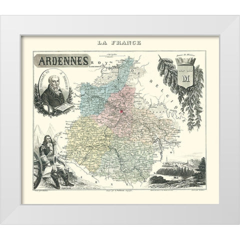 Ardennes Region France - Migeon 1869 White Modern Wood Framed Art Print by Migeon