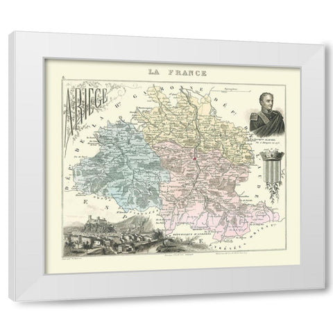 Ariege Region France - Migeon 1869 White Modern Wood Framed Art Print by Migeon