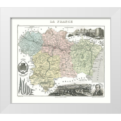 Aude Region France - Migeon 1869 White Modern Wood Framed Art Print by Migeon
