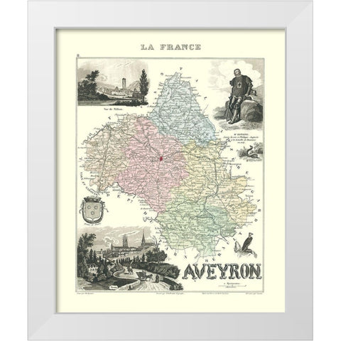Aveyron Region France - Migeon 1896 White Modern Wood Framed Art Print by Migeon
