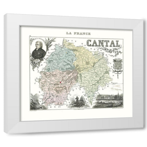 Cantal Region France - Migeon 1869 White Modern Wood Framed Art Print by Migeon