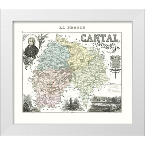 Cantal Region France - Migeon 1869 White Modern Wood Framed Art Print by Migeon