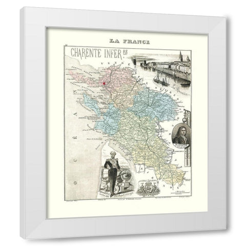 Charente Inferieure France - Migeon 1869 White Modern Wood Framed Art Print by Migeon