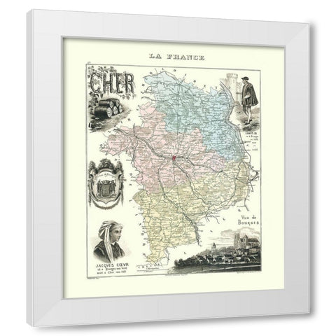Cher Region France - Migeon 1869 White Modern Wood Framed Art Print by Migeon