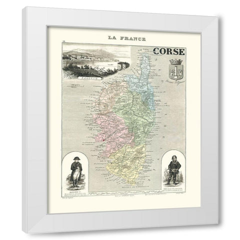 Corse Region France - Migeon 1869 White Modern Wood Framed Art Print by Migeon