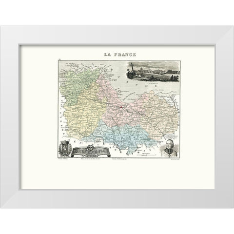 Cotes du Nord Region France - Migeon 1869 White Modern Wood Framed Art Print by Migeon