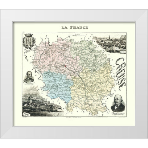 Creuse Region France - Migeon 1869 White Modern Wood Framed Art Print by Migeon