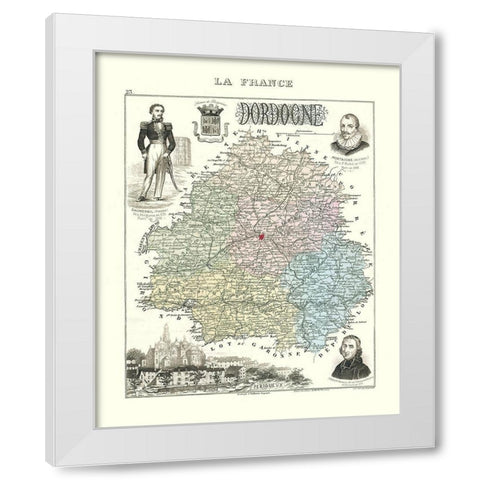 Dordogne Region France - Migeon 1869 White Modern Wood Framed Art Print by Migeon