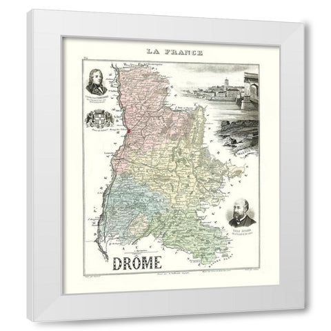 Drome Region France - Migeon 1869 White Modern Wood Framed Art Print by Migeon