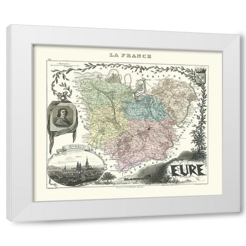 Eure Region France - Migeon 1869 White Modern Wood Framed Art Print by Migeon