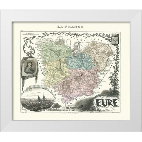Eure Region France - Migeon 1869 White Modern Wood Framed Art Print by Migeon