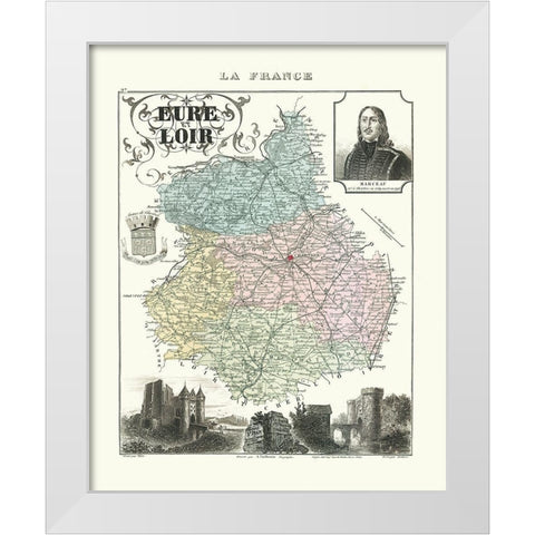 Eure et Loir Region France - Migeon 1869 White Modern Wood Framed Art Print by Migeon