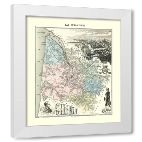 Gironide Region France - Migeon 1869 White Modern Wood Framed Art Print by Migeon