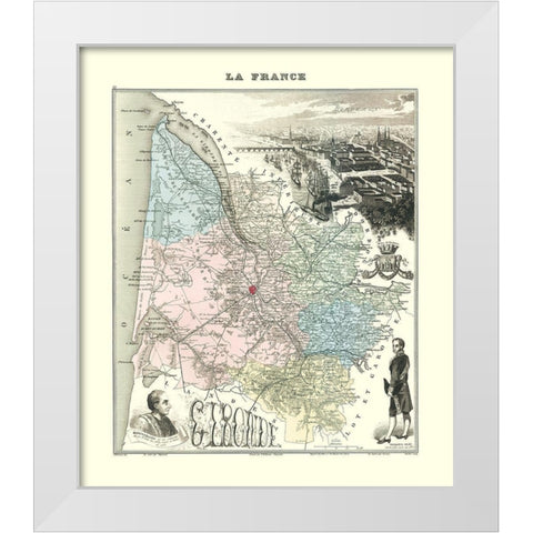 Gironide Region France - Migeon 1869 White Modern Wood Framed Art Print by Migeon