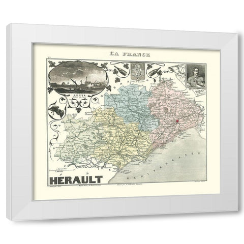 Herault Region France - Migeon 1869 White Modern Wood Framed Art Print by Migeon