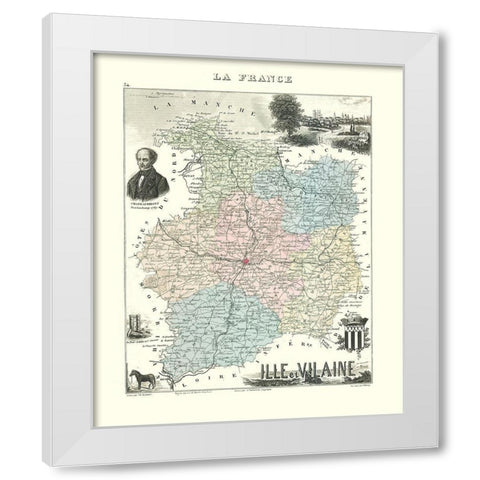 Ille et Vilaine Region France - Migeon 1869 White Modern Wood Framed Art Print by Migeon