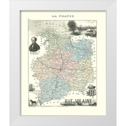Ille et Vilaine Region France - Migeon 1869 White Modern Wood Framed Art Print by Migeon