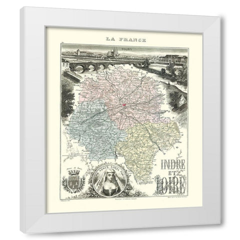 Indre et Loire Region France - Migeon 1869 White Modern Wood Framed Art Print by Migeon