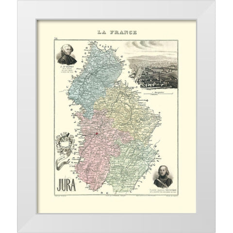 Jura Region France - Migeon 1869 White Modern Wood Framed Art Print by Migeon