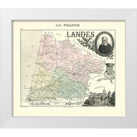 Landes Region France - Migeon 1869 White Modern Wood Framed Art Print by Migeon