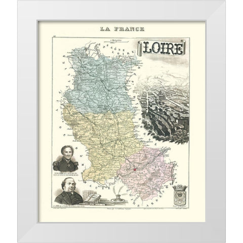 Loire Region France - Migeon 1869 White Modern Wood Framed Art Print by Migeon