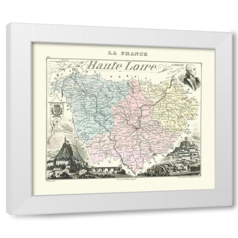 Haute Loire Region France - Migeon 1869 White Modern Wood Framed Art Print by Migeon