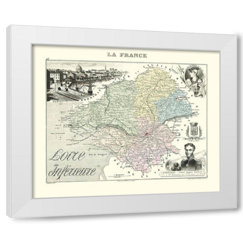 Loire Inferieure Region France - Migeon 1869 White Modern Wood Framed Art Print by Migeon