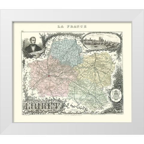 Loiret Region France - Migeon 1869 White Modern Wood Framed Art Print by Migeon