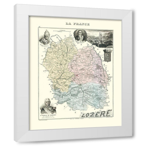 Lozere Region France - Migeon 1869 White Modern Wood Framed Art Print by Migeon