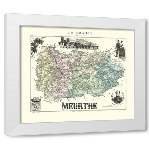 Meurthe Region France - Migeon 1870 White Modern Wood Framed Art Print by Migeon