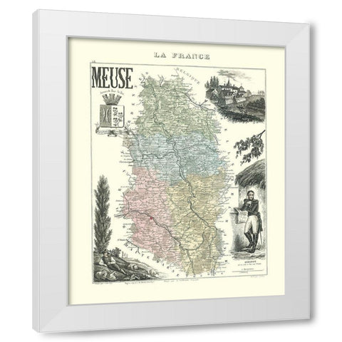 Meuse Region France - Migeon 1869 White Modern Wood Framed Art Print by Migeon
