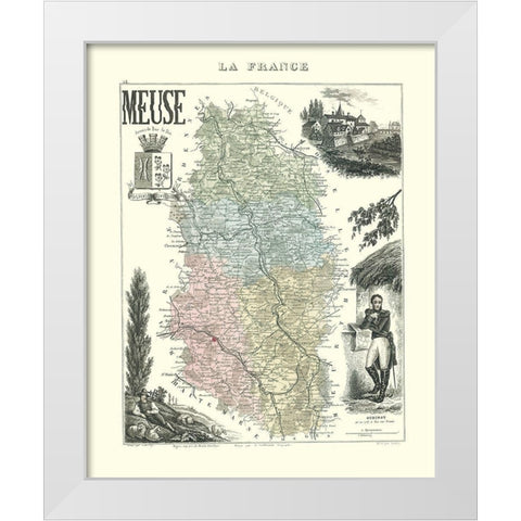 Meuse Region France - Migeon 1869 White Modern Wood Framed Art Print by Migeon