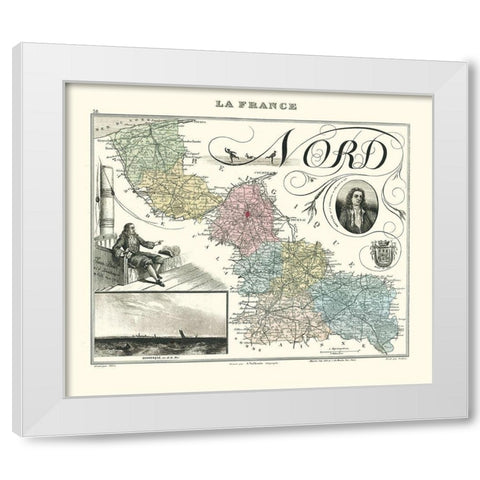 Nord Region France - Migeon 1869 White Modern Wood Framed Art Print by Migeon