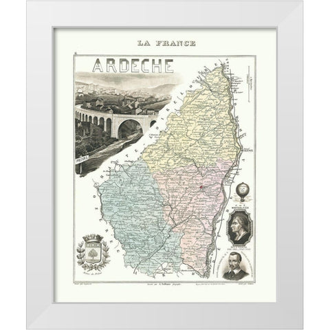 Ardeche Region France - Migeon 1869 White Modern Wood Framed Art Print by Migeon