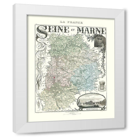 Seine et Marne Department France - Migeon 1869 White Modern Wood Framed Art Print by Migeon