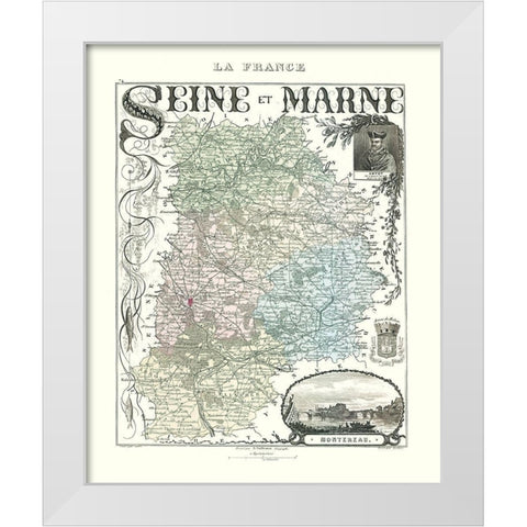 Seine et Marne Department France - Migeon 1869 White Modern Wood Framed Art Print by Migeon