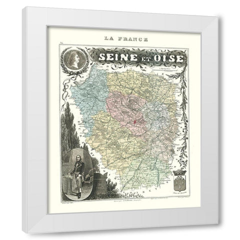Seine et Oise Department France - Migeon 1869 White Modern Wood Framed Art Print by Migeon