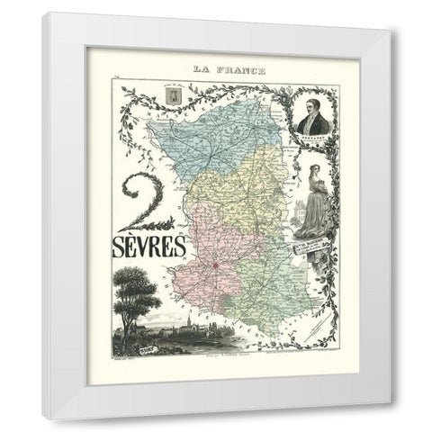Deux Sevres Department France - Migeon 1869 White Modern Wood Framed Art Print by Migeon