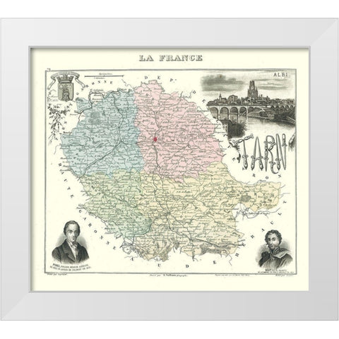 Tarn Department France - Migeon 1869 White Modern Wood Framed Art Print by Migeon